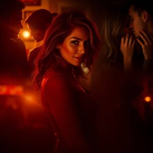 Frau flirtet mit Mann