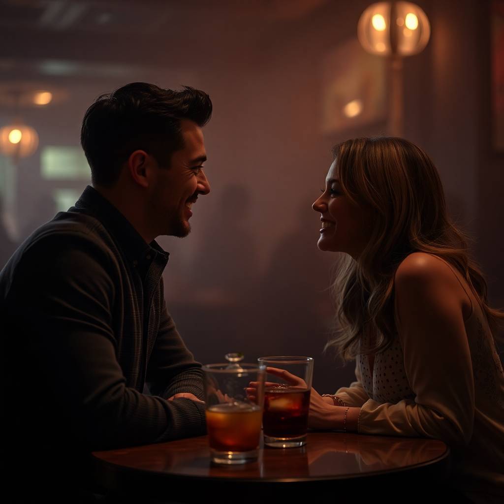 Paar spricht offen über Erwartungen und Grenzen bei einem Drink