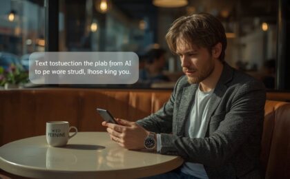 Mann formuliert eine eigene Nachricht statt den vorgeschlagenen KI Text zu übernehmen.