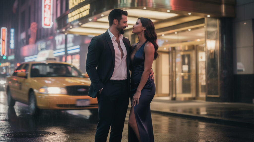 Mann und Frau treffen sich für ein heißes schnelles Sexdate auf der Straße vor einem Hotel - Schnelles Sexdate ohne Fake-Profile: So kommst du vom ersten Chat direkt zum Treffen